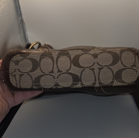 VTG COACH Patchwork Top Zipper Crossbody Tote Shoulder Bag Brown Lining - Picture 7 of 10